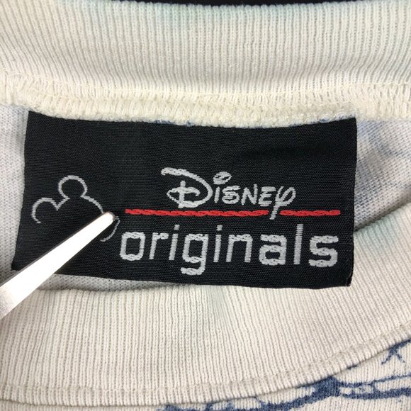 Vintage 90s Disney Original Shirt Men Small White Blue Mickey All Over Print USA - Picture 9 of 13
